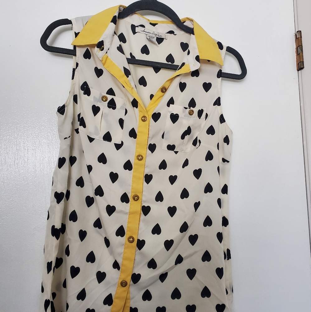 Heart button blouse